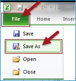 4. Click OK. The Excel file opens. 5. In Excel, click File, then click Save As. (Your options may look different) 6.