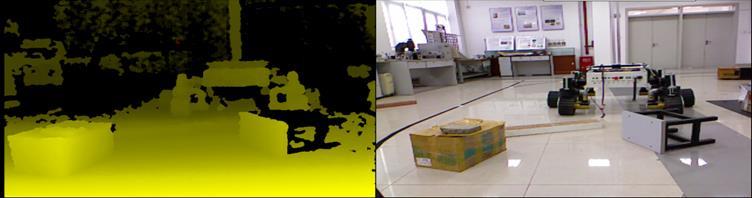Terrain Data Real-time Analysis Based on Point Cloud for Mars Rover 3 Fig. 2 Original environment data acquisition The left is depth image and the right is color image.