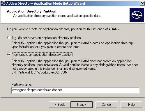 Configuring Microsoft ADAM 7 Specify the installation path to continue the install.