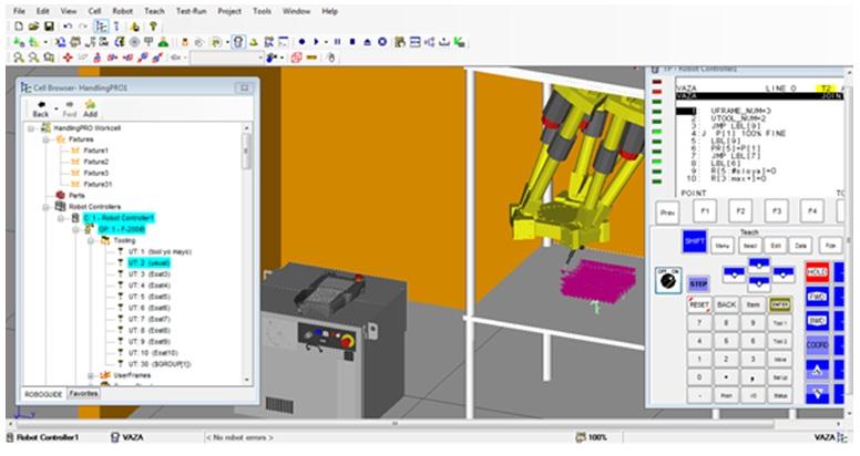 Figure-17. Working window of the software. Run the control program followed by visualization of moving a working tool of the robot, if necessary equipment, such as a conveyor.