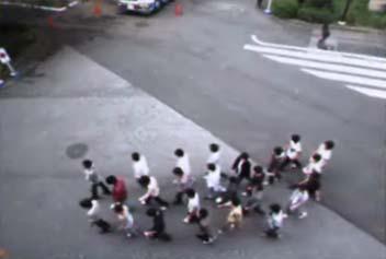 An example of detecting pedestrian groups (25 persons) (a) Experimental