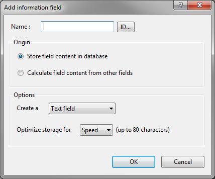 2 Figure 2: The Main window. Figure 3: The Create new entry information field dialog box. 7. Double-click on a database entry to open the Entry window.