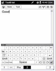 6. NOTEPAD Select Notepad in the main menu to enter the notetaking function. Click and switch the input method to Keypad inputting. Click again and switch the input method to handwriting.