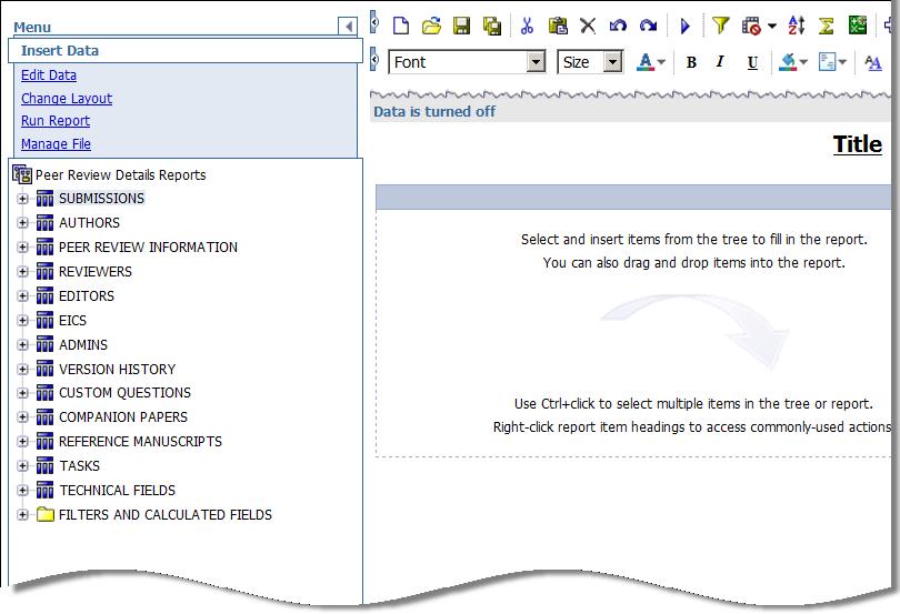 Clarivate Analytics ScholarOne Manuscripts COGNOS Reports User Guide Page 25 BUILD YOUR OWN REPORTS To build your own report from scratch, first determine the type of report you want to build.