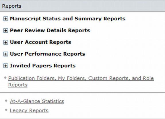 Clarivate Analytics ScholarOne Manuscripts COGNOS Reports User Guide Page 2 ACCESSING REPORTS The Reports area of the dashboard is located beneath Admin Tools.