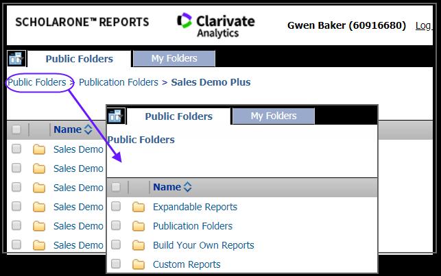 Note: You can copy reports from your My Folders tab into a specific role based folder.