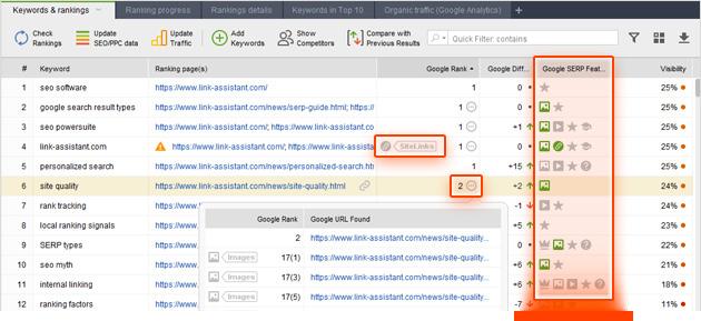 Featured Snippets, Images, Local Packs + 12 more Google result types, along with the organic listings, you can set that up in Rank Tracker s settings. How-to: Enable recording of SERP history.