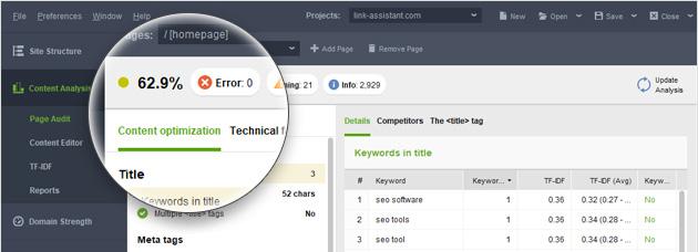 Go to the Content Analysis module in WebSite Auditor, select the page you ll be optimizing, and enter your keywords.