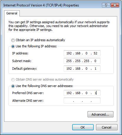 Example: If the router s LAN IP address is 192.168.0.1, make your IP address 192.168.0.X where X is a number between 2 and 99. Make sure that the number you choose is not in use on the network.