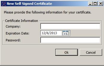 To create a self-signed certificate: a) Select Enable TLS on Web Service or Enable TLS on Web Client. b) In the Choose Certificate box, click New Self-Signed.