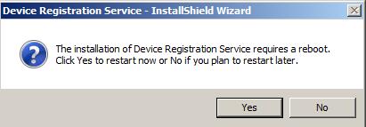 3. Click Yes if the installation wizard prompts to reboot the machine.