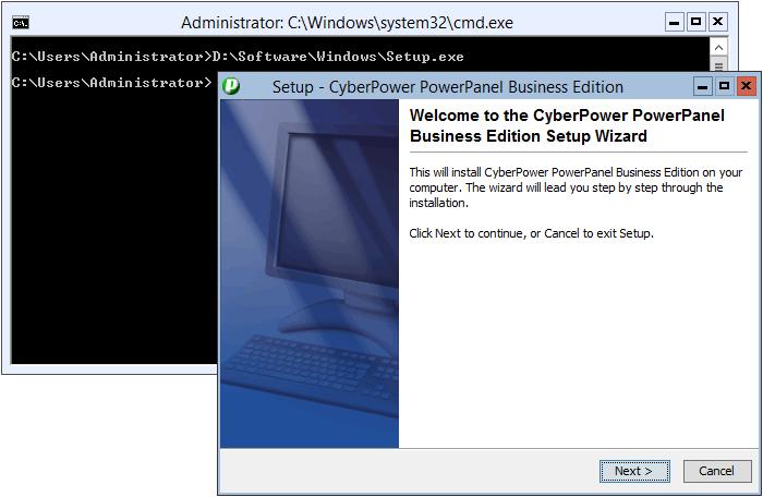 start the installation procedure (CD_Drive is a CD drive formatted as D: or E:). A popup window will be displayed when the installation is launched.