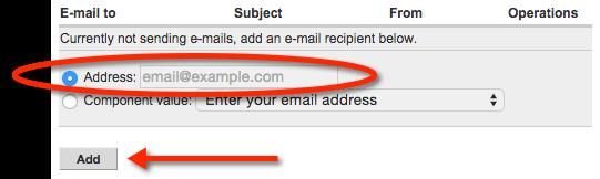 E-mails sent to an address specified by the webform creator 1. Click the Webform tab, followed by the E-mails sub-tab. 2.