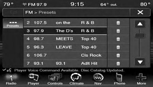 Scrolling Preset List Once in the Browse Presets screen, you can scroll the preset list by rotation of the Tune Knob, or by pressing the Up and Down arrow buttons on the touchscreen, located on the