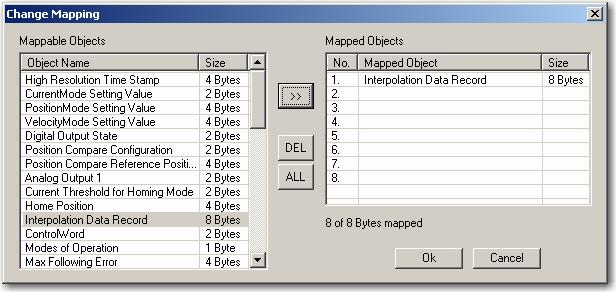 transmission type to "Asynchronous" in Receive PDO1 Parameter Step 3: Delete all mapped Object in "Change