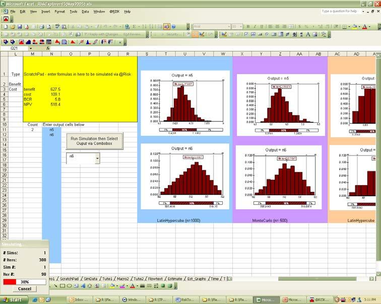 Select sampling type The simulation begins to run as shown in