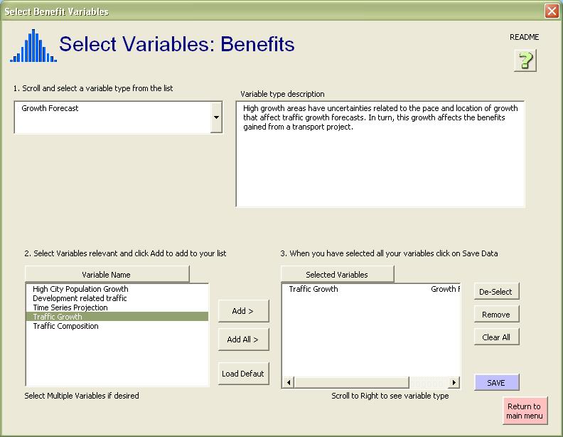 are a number of variables of that variable type. Figure 2 shows the Select Variables: Benefits screen. Click on the variable, then click Add > to add it to your list of variables.