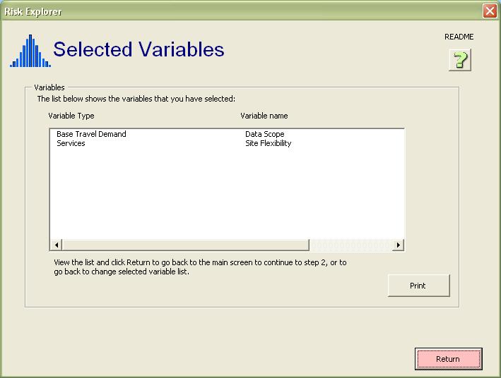 3 View selected variables From the main menu, click View Selected Variables to display the list of these variables.