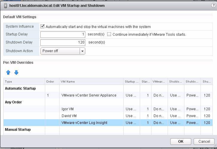 10. Turn off all Service VMs (VMware vcenter Server Appliance, VMware vcenter Log Insight, and any
