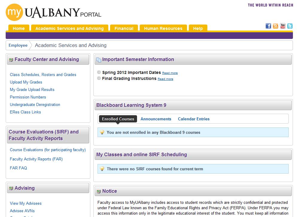 Select the Academic Services and Advising link.