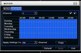 To Enable full time motion Recording, highlight the entire Blue Grid. 2.2 Full Time Recording : 1. Press Record Button on the front panel of the DVR.