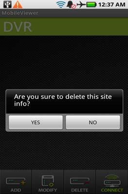 26 6.3.3. Site Delete 1) Select the target site and tap [DELETE] button.