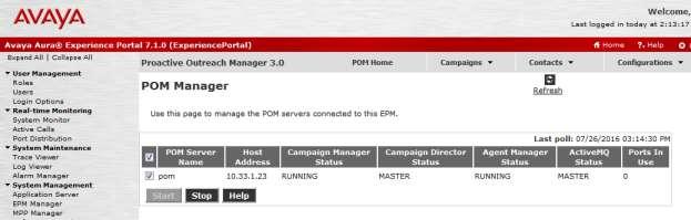 5.9. Start POM Server Once POM Server is completely created, start it by navigating to Configurations POM Servers POM Manager (not shown).