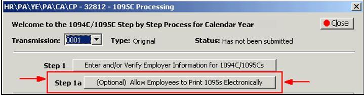 Step 1a: (Optional) Allow Employees to Print 1095s Electronically In this optional step, you allow employees to choose whether or not they receive a printed 1095 Form from the district.