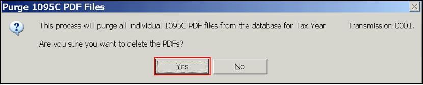 Purging 1095C PDF Files You can delete PDF files from the database for the current year.