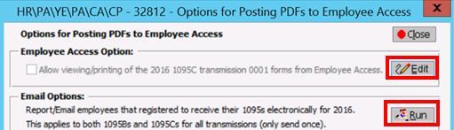 Step 4a: Post PDFs to Employee Access In this step you configure the Employee Access Options for viewing/printing their 1095C forms.