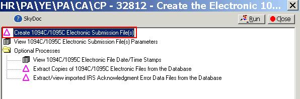 Read the information in the message, and then click OK. Click Create 1094C/1095C Electronic Submission File(s).