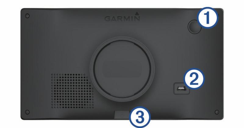 Garmin Drive 60 device overview À Á Â power key Mini-USB power and data port Map and data memory card slot Connecting the Device to Vehicle Power WARNING This product contains a lithium-ion battery.