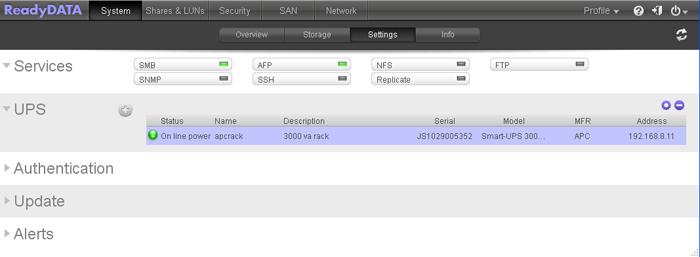 To add a UPS device to Dashboard and monitor the UPS device: 1. Select System > Settings > UPS.