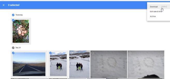 Selecting Download creates a Zip file of the selected photos called