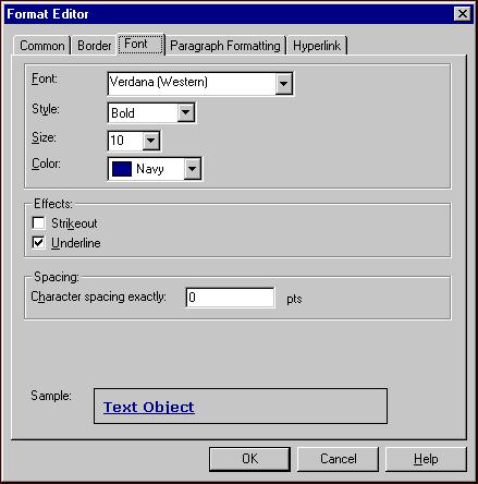 C RYSTAL REPORTS TUTORIAL FOR THE F INANCIAL EDGE 35 7. Mark the Underline checkbox. 8. Click OK. The Format Editor closes and you return to the report. 9.