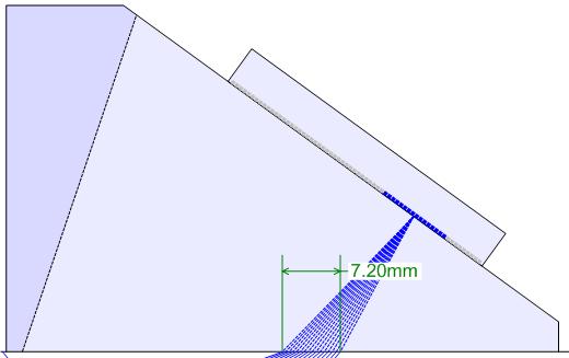 40 70 Figure 7 Confirmation of 40 and 70 refracted angles in transverse mode Note that the protractor images in Figure 7 are approximate as the exit point of the beam migrates over a distance of