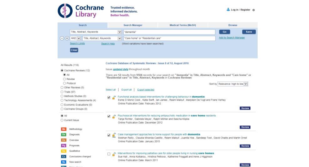 Exporting references indirectly (e.g. using Cochrane Library) 1.