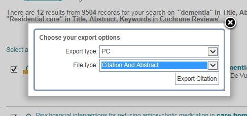 From the dialog box which appears, select Citation and Abstract and then either PC or Mac