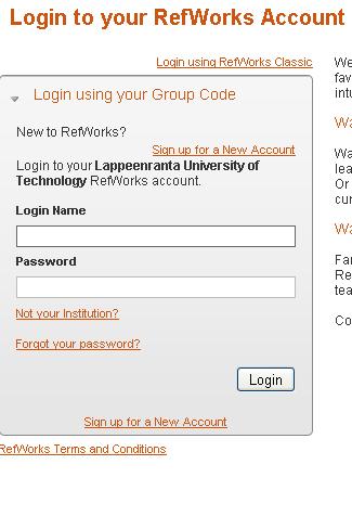 Login First time login sign up for a new account