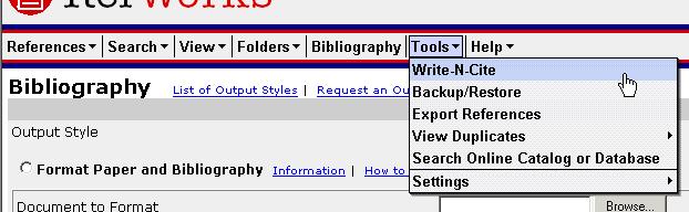 Choose your citation style Choose output file type (usually either Word for Windows or Word for Mac) Click on Create Bibliography Once you have set all the options, click on Create Bibliography to