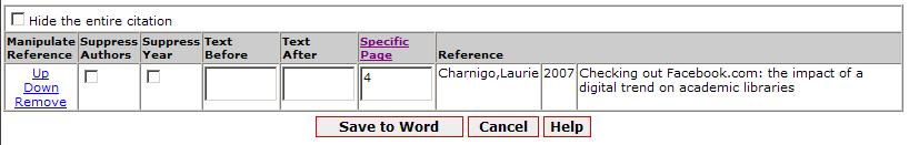 Once you have run the Bibliography from within Write-N-Cite, the page number should appear in your citation.