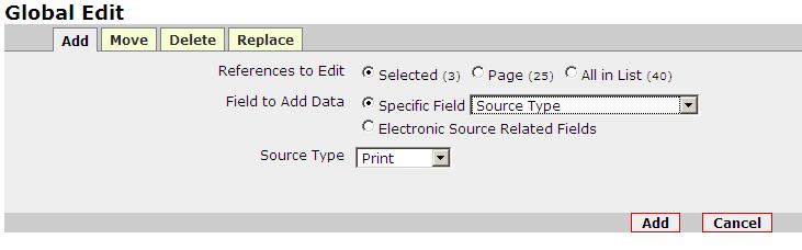 For example, you may wish to change the Source Type from print to electronic. 1.