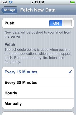 Change Your Push Setting Push mode is the default setting on your device. You may, however, wish to temporarily suspend Push service if you are outside a service area or wish to conserve battery life.