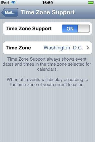 If the setting is OFF, events display according to the time zone of your current location as determined by the network time, which changes automatically based on the user s geographic location.