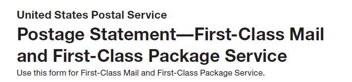 First-Class Mail Postage Statement First-Class Mail PS Form 3600 FCM Page 3 - Part B Remove