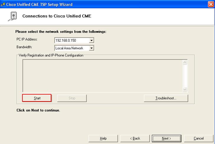 14. The Connections to Cisco Unified CME Screen will