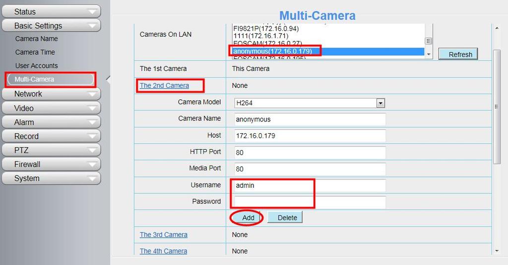1 Click it, camera model, alias, host and HTTP Port will be filled in the following boxes automatically.