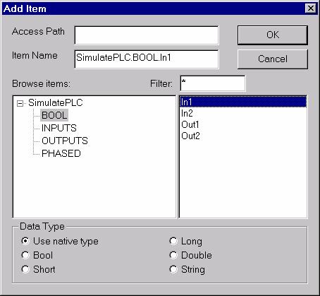 OPC Simulator The Server status window continuously updates the server start time, time of last update, and current time, the number of groups, and the bandwidth for the selected server.