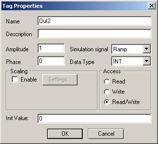 ProcessView Figure 3. Setting a data type Tags can be scaled in the server, to convert to Engineering Units, for example.
