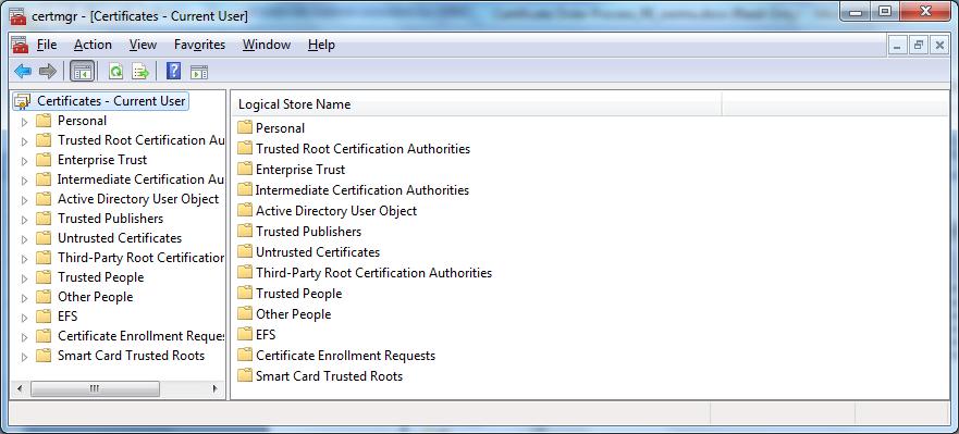 You will now see the Windows certificate store: Expand Certificates Expand Personal Select Certificates You will see